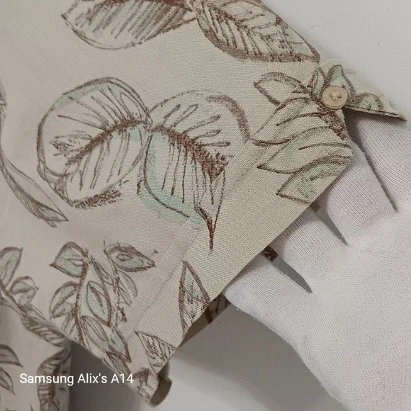 Centro Men's XL Hawaiian Shirt Linen Cotton Floral Aloha Beach Boho Casual - Picture 6 of 9